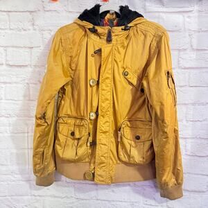 B by Burton Gold color sz L Burton N-2B Flight Jacket Y2K Rare! Multiple pockets